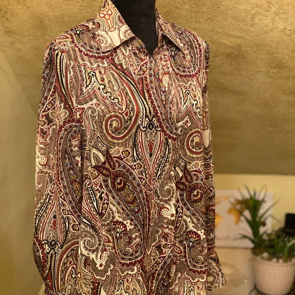 Fall colors! Paisley blouse by Jones New York! - Picture 2 of 4